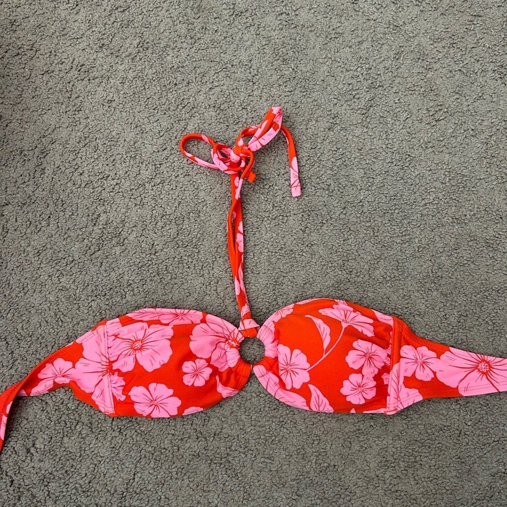 Target Red and Pink Floral Bikini Top